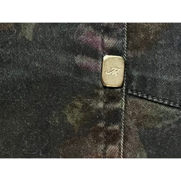 RARE Mason's Italian Brushed Cotton Black Floral Pants Printed Size 27 Ankle - Picture 6 of 7